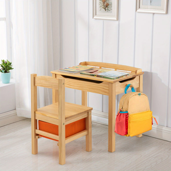 MULTIGOT Kids Table and Chair Set, Flip Top Toddler Study Desk w\u002F Chair for Playroom Nursery