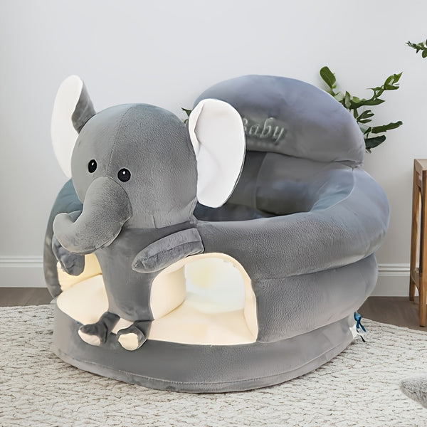 Soft Plush Child Chair with Backrest - Green Cartoon Design, Infant Support Seat for Sit and Stand Practice