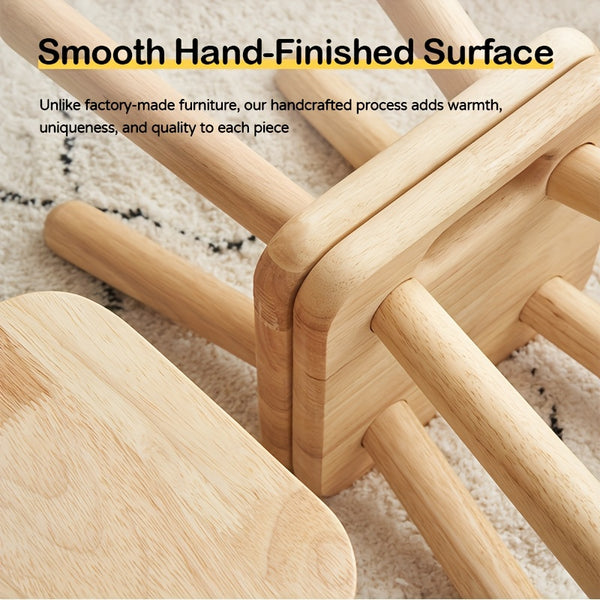One Small Solid Wood Shoe Bench, Multifunctional Natural Rubberwood Stool, Step Stool, Height 9.5 x Width 9.5 Inches