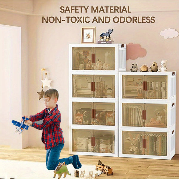 19.69inch Large Heavy-Duty White PP Plastic Foldable & Collapsible Storage Cabinet with ic Doors & Locking Drawers