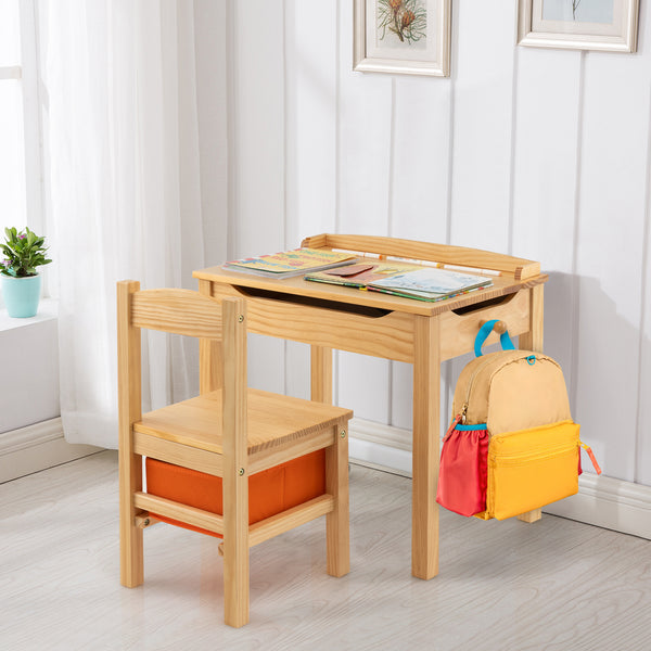 MULTIGOT Kids Table and Chair Set, Flip Top Toddler Study Desk w\u002F Chair for Playroom Nursery