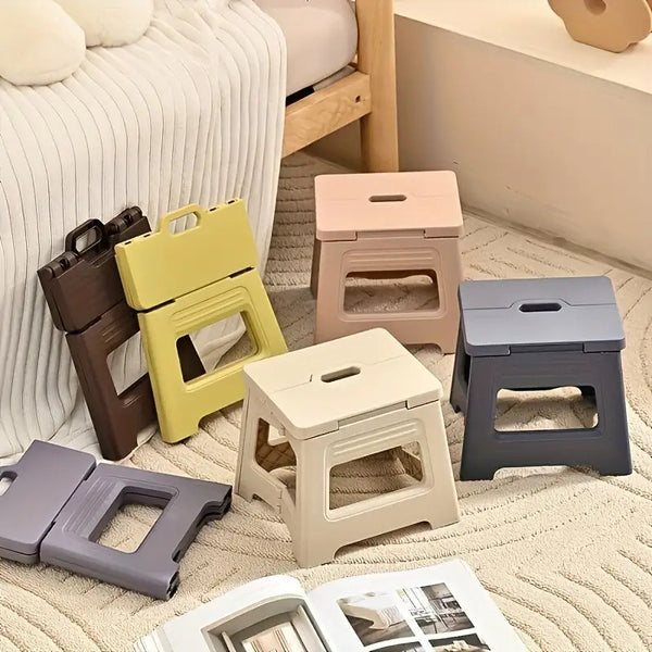 Portable Storage Stool Shoe Rack - Adjustable Durable Square Footstool with Non-Slip Base, Modern Plastic Design