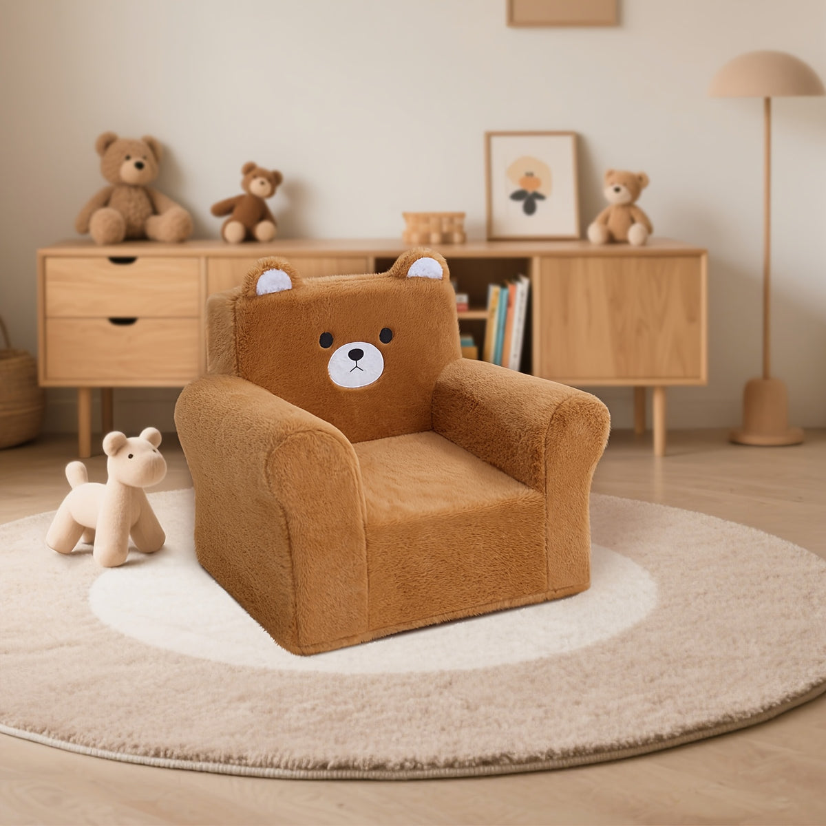 Memory Foam Kids Armchair - Bear-Shaped Chair with Manual Recline