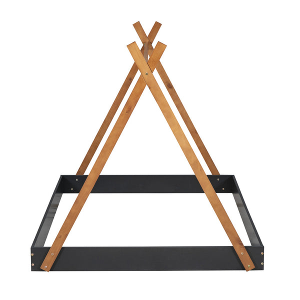 Black And Brown Twin-Sized Tent Bed with a Triangular Design - Contemporary Bedroom Decor
