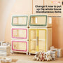 1-Pack Multifunctional Rolling Storage Cabinet with Wheels, Stackable Plastic Organizer with Transparent Doors & Pastel Colors