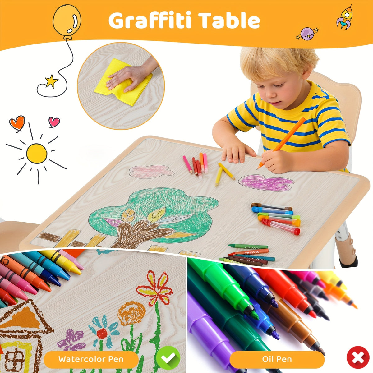 Kids Table And Chairs, Height Adjustable Table And Chair Set