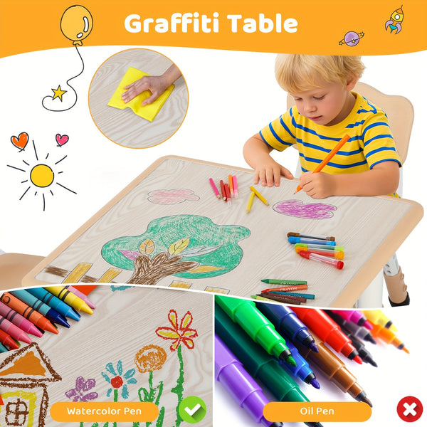 Kids Table And Chairs, Height Adjustable Table And Chair Set