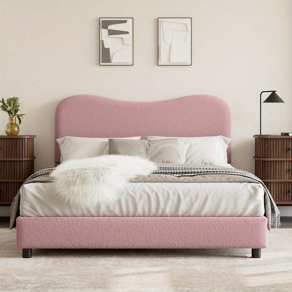 GAOMON Twin Bed Frame with Velvet Upholstered Headboard - Low Profile Platform Bed for Girls & Boys