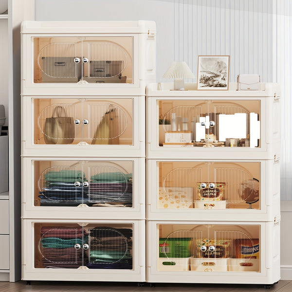135\u002F175QT Durable Plastic 3\u002F4-Tier Folding Storage Cabinet with Large Capacity