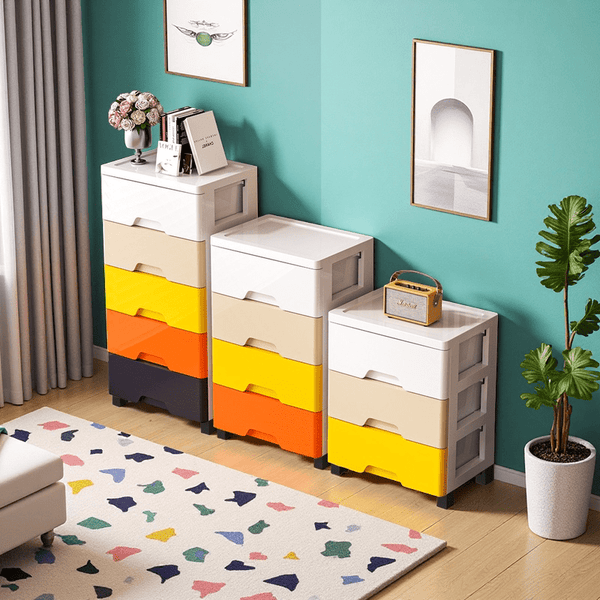 Mobile Macaron Colorful Drawer Cabinet - 3\u002F4\u002F5-Tier Options, Independent Wheels Design