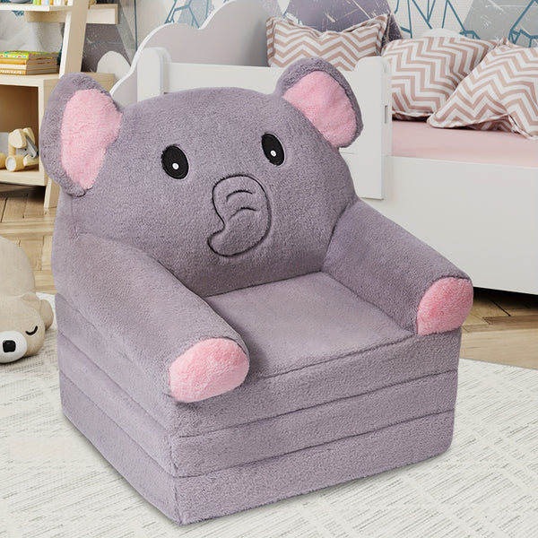 Kids Sofa Chair For, 2-in-1 Folding Soft Couch, Velvet Of Coral Washable Polyester\u002FMemory Foam
