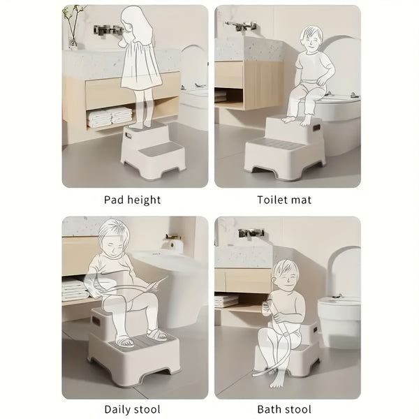 Christmas Multifunctional Bathroom Anti-Slip Two Step Stool | Suitable for Toilet Training + Brushing Aid Dual Functionality