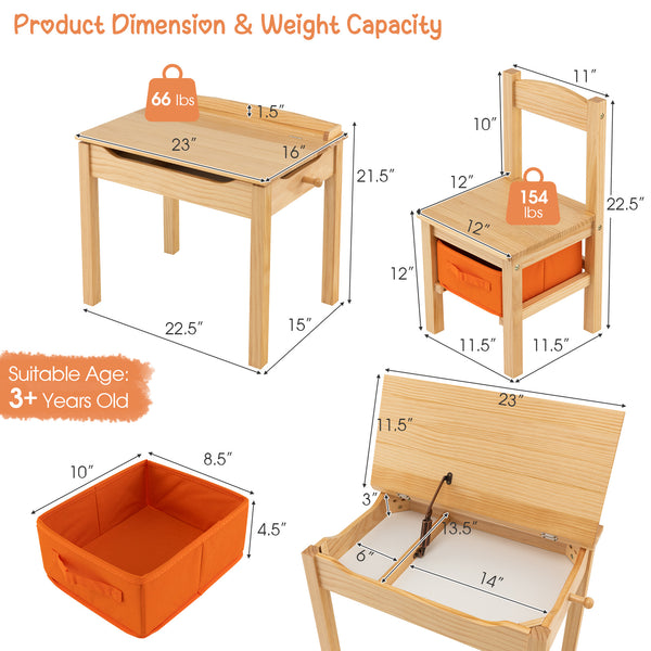 MULTIGOT Kids Table and Chair Set, Flip Top Toddler Study Desk w\u002F Chair for Playroom Nursery