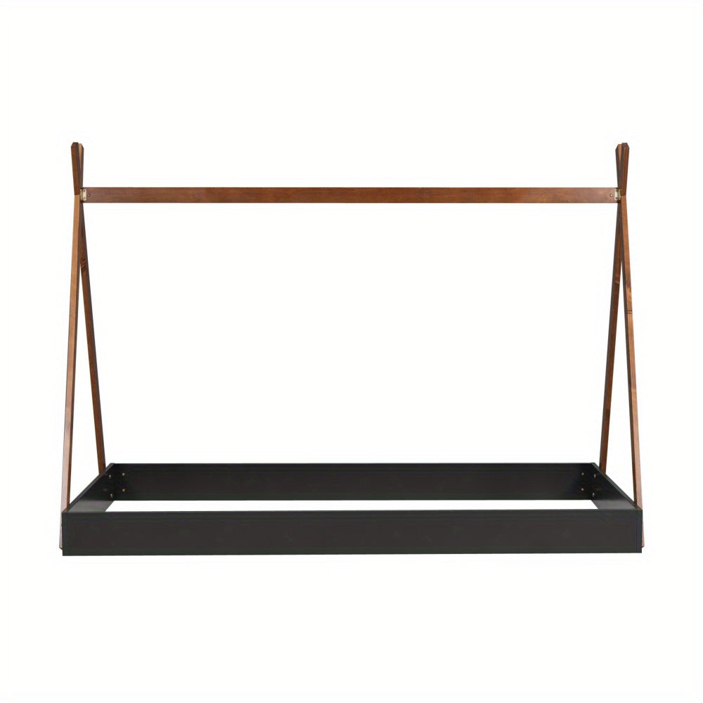 Black And Brown Twin-Sized Tent Bed with a Triangular Design - Contemporary Bedroom Decor