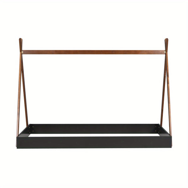 Black And Brown Twin-Sized Tent Bed with a Triangular Design - Contemporary Bedroom Decor
