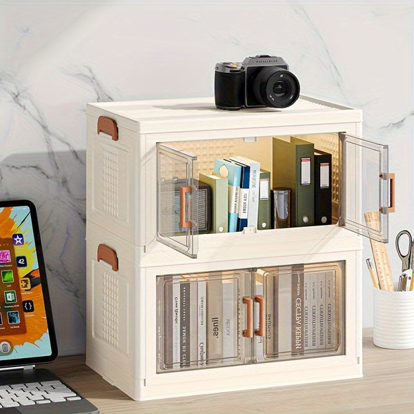 Heavy-Duty Folding Storage Cabinet with Wheels - No Assembly Needed, Large Capacity Organizer with Doors