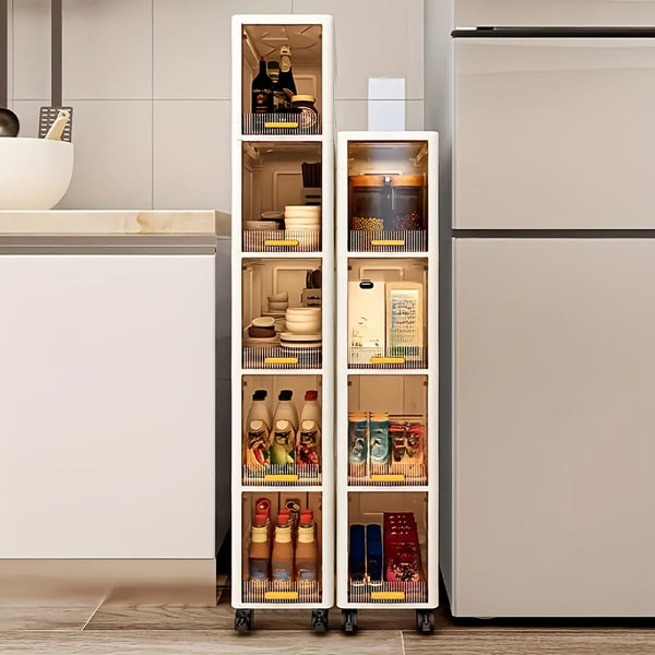Multi-Functional 3\u002F4\u002F5-Tier Storage Cabinet, Floor-Standing Wardrobe for Toys and Snacks with Dustproof Design – Ideal for Home