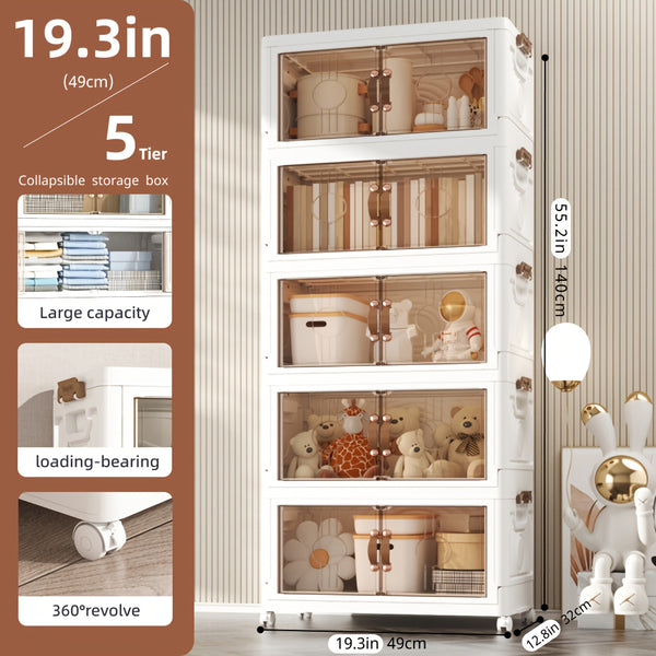 2\u002F3\u002F4\u002F5-Tier Heavy-Duty Plastic Storage Cabinet with Lockable Doors & Lockable Drawers-Like Doors