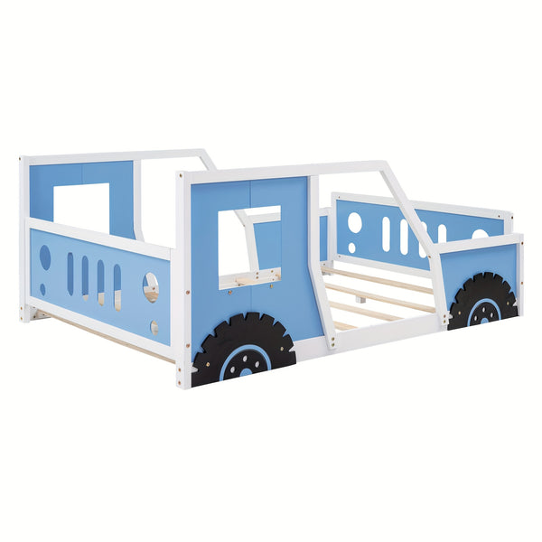 Bellemave Full Size Car Bed with Headboard & Footboard, 4-Side Rails - Sturdy Wood & MDF Construction