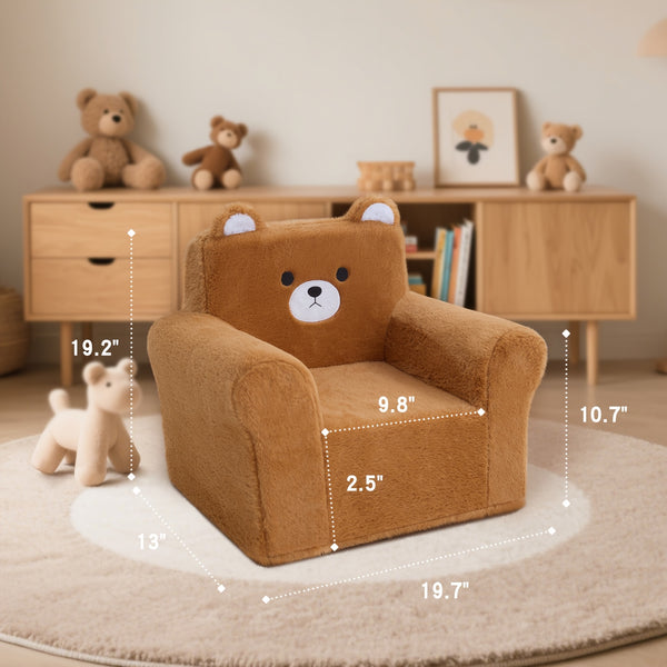 Memory Foam Kids Armchair - Bear-Shaped Chair with Manual Recline