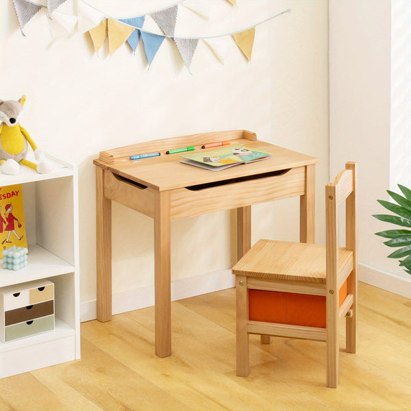 MULTIGOT Kids Table and Chair Set, Flip Top Toddler Study Desk w\u002F Chair for Playroom Nursery