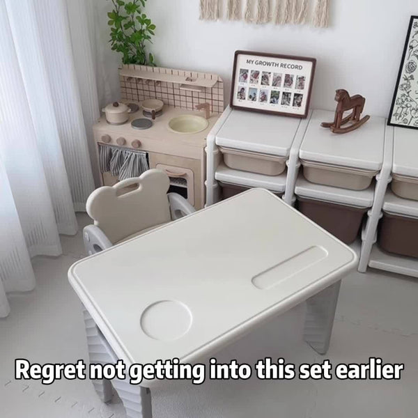 Kids Learning Desk Foldable Kids Learning Desk with One-Click Setup - Durable Plastic White Modern Study Table for Toddlers