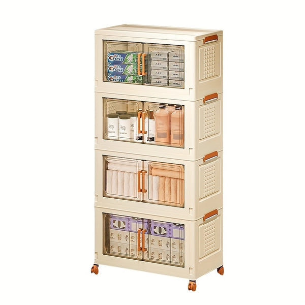 Single-Layer Foldable No-Assembly Storage Cabinet - Large Capacity Wheeled Organizer