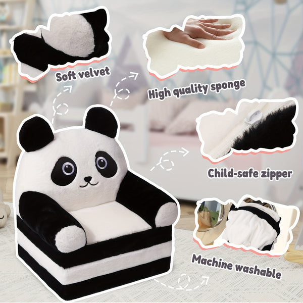 Kids Sofa Chair For, 2-in-1 Folding Soft Couch, Velvet Of Coral Washable Polyester\u002FMemory Foam