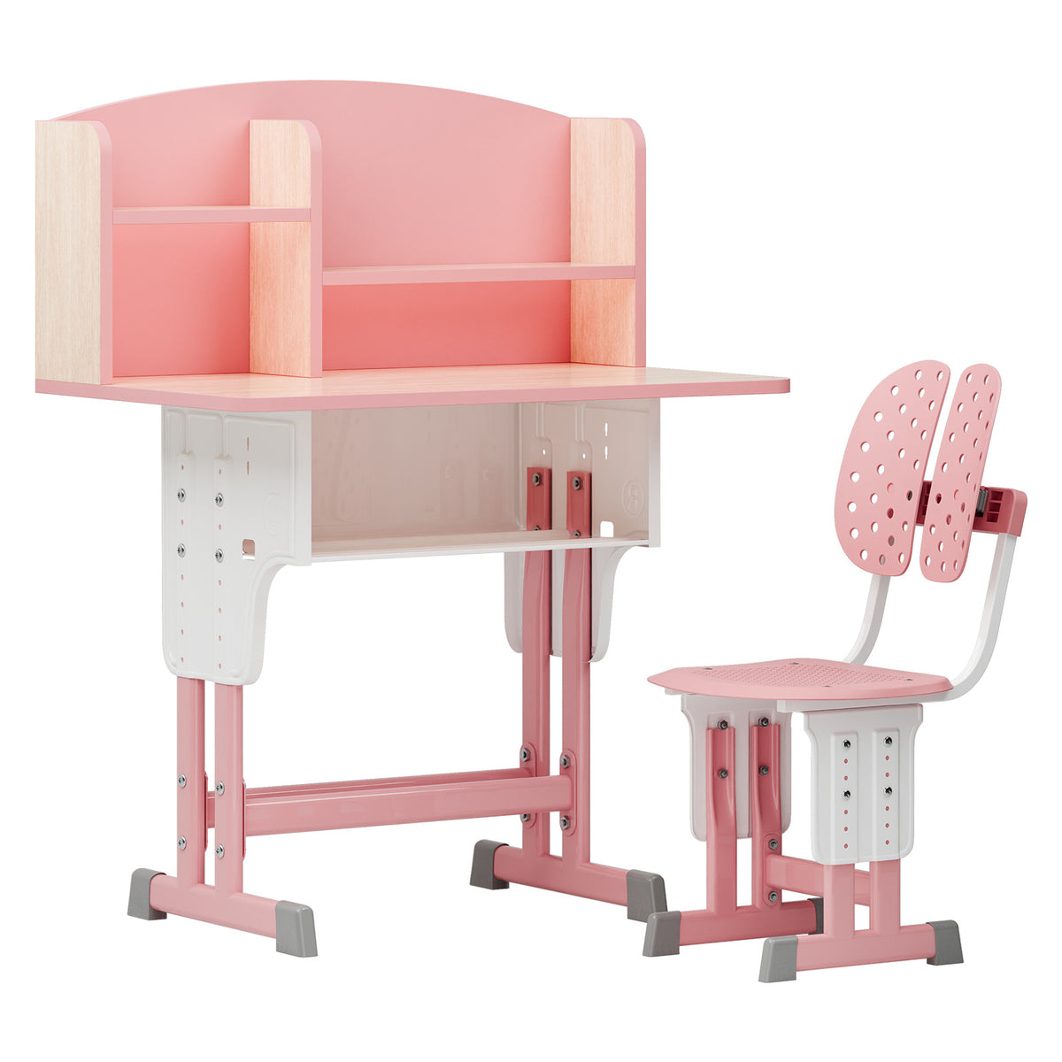 2Pcs\u002FSet Desk Chair Set, Adjustable Height School Leaning Table Chair Set with Drawer Design