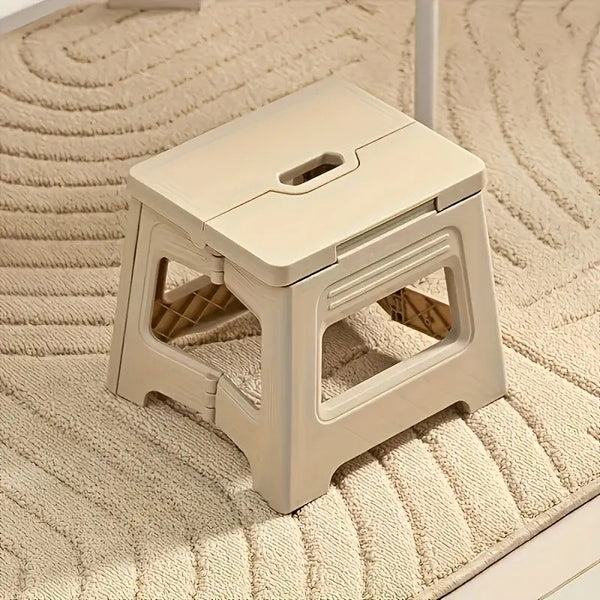 Portable Storage Stool Shoe Rack - Adjustable Durable Square Footstool with Non-Slip Base, Modern Plastic Design