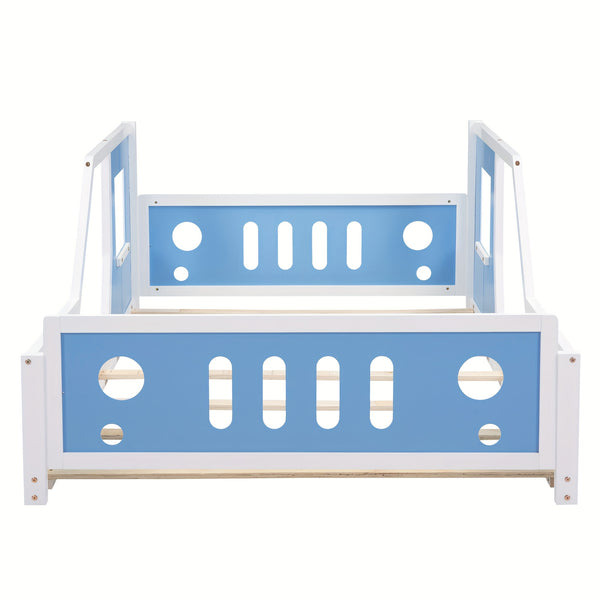 Bellemave Full Size Car Bed with Headboard & Footboard, 4-Side Rails - Sturdy Wood & MDF Construction