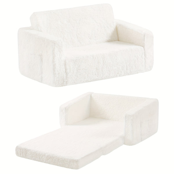 Tiita Kids Sofa Chair, 2 In 1 Toddler Fold Out Couch, Comfy Kids Sofa For Playroom-Extra Soft 2 Seats