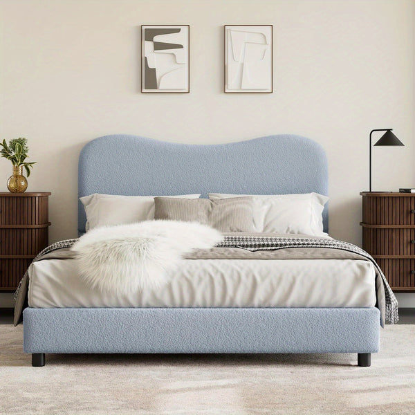 GAOMON Twin Bed Frame with Velvet Upholstered Headboard - Low Profile Platform Bed for Girls & Boys
