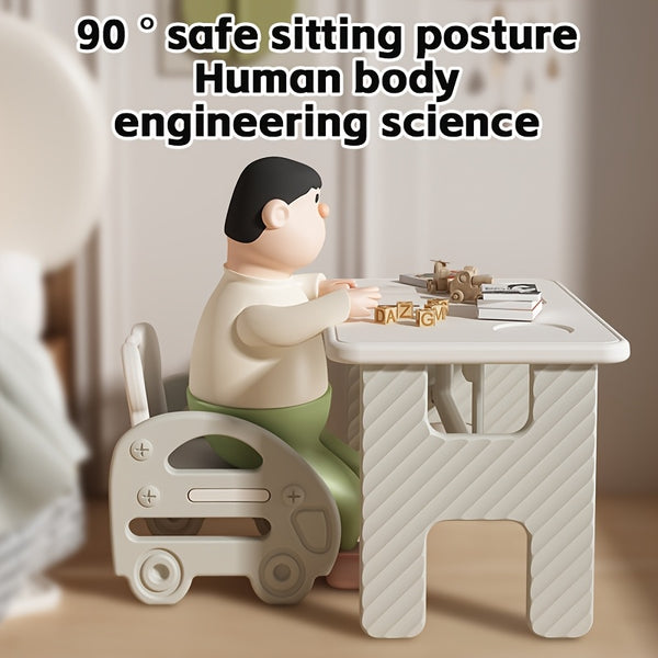 Kids Learning Desk Foldable Kids Learning Desk with One-Click Setup - Durable Plastic White Modern Study Table for Toddlers